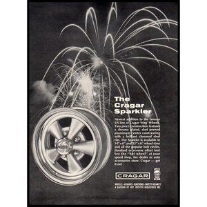 1970 Cragar Mag Wheels SS Sparker Vintage Print Ad Fireworks Muscle Car Wall Art